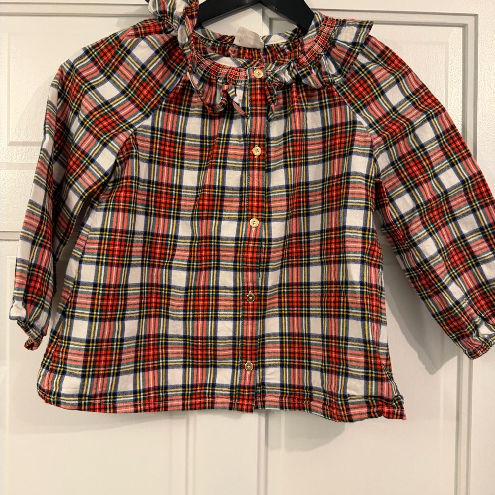 Girls Crewcuts Plaid Kids Shirt with Ruffle Collar